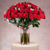 100 Red Roses  Vase