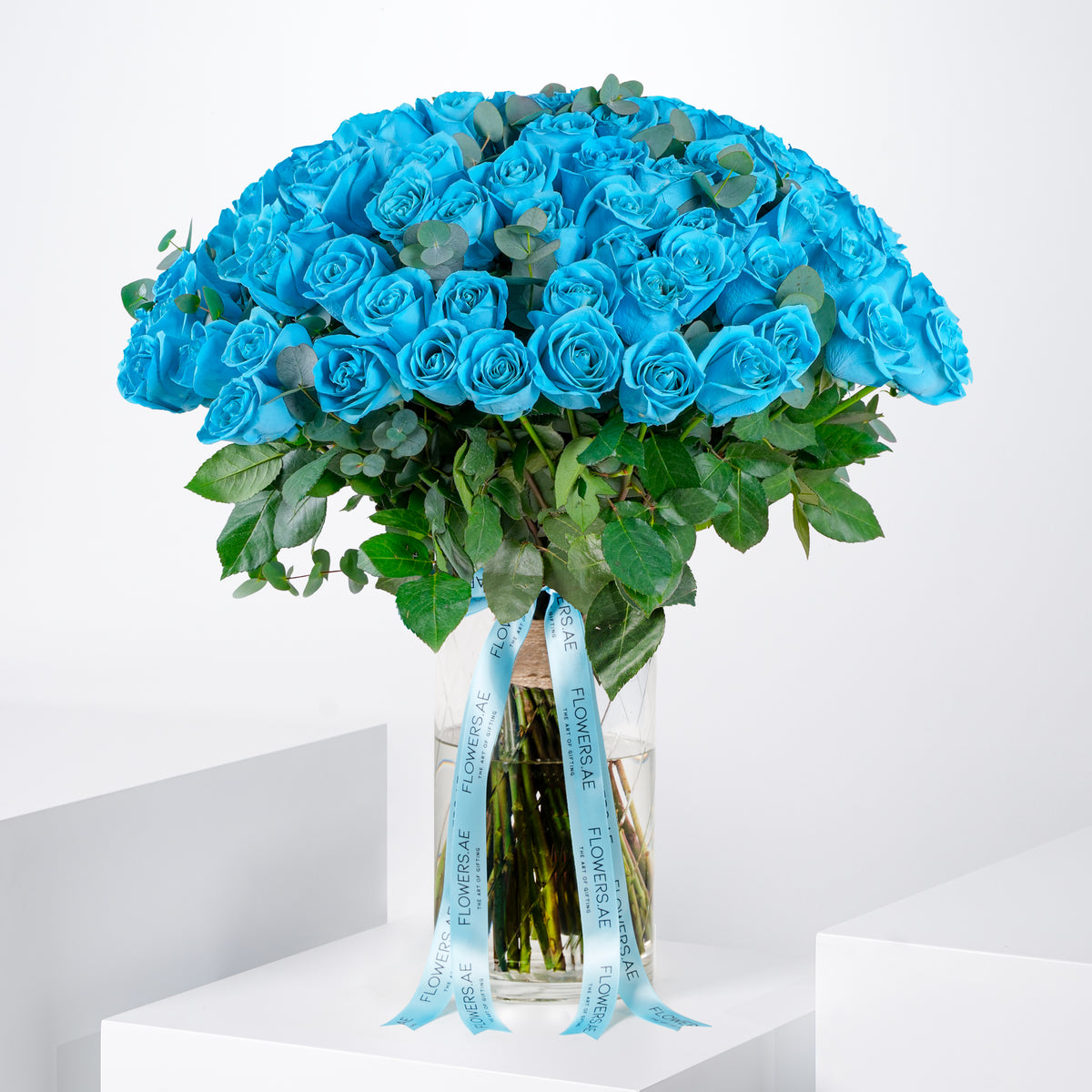 100 Tiffany Blue Roses  Vase