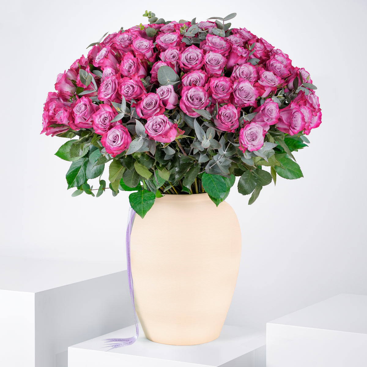 100 Purple Roses  Vase