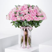 100 Pink Roses Vase