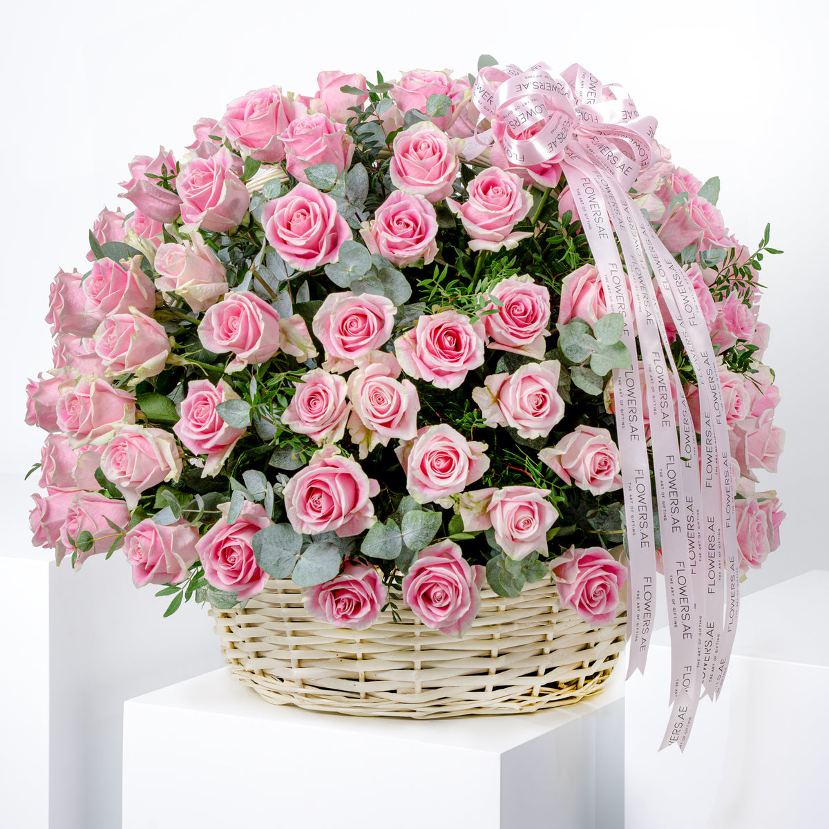 200 Pink Roses Basket