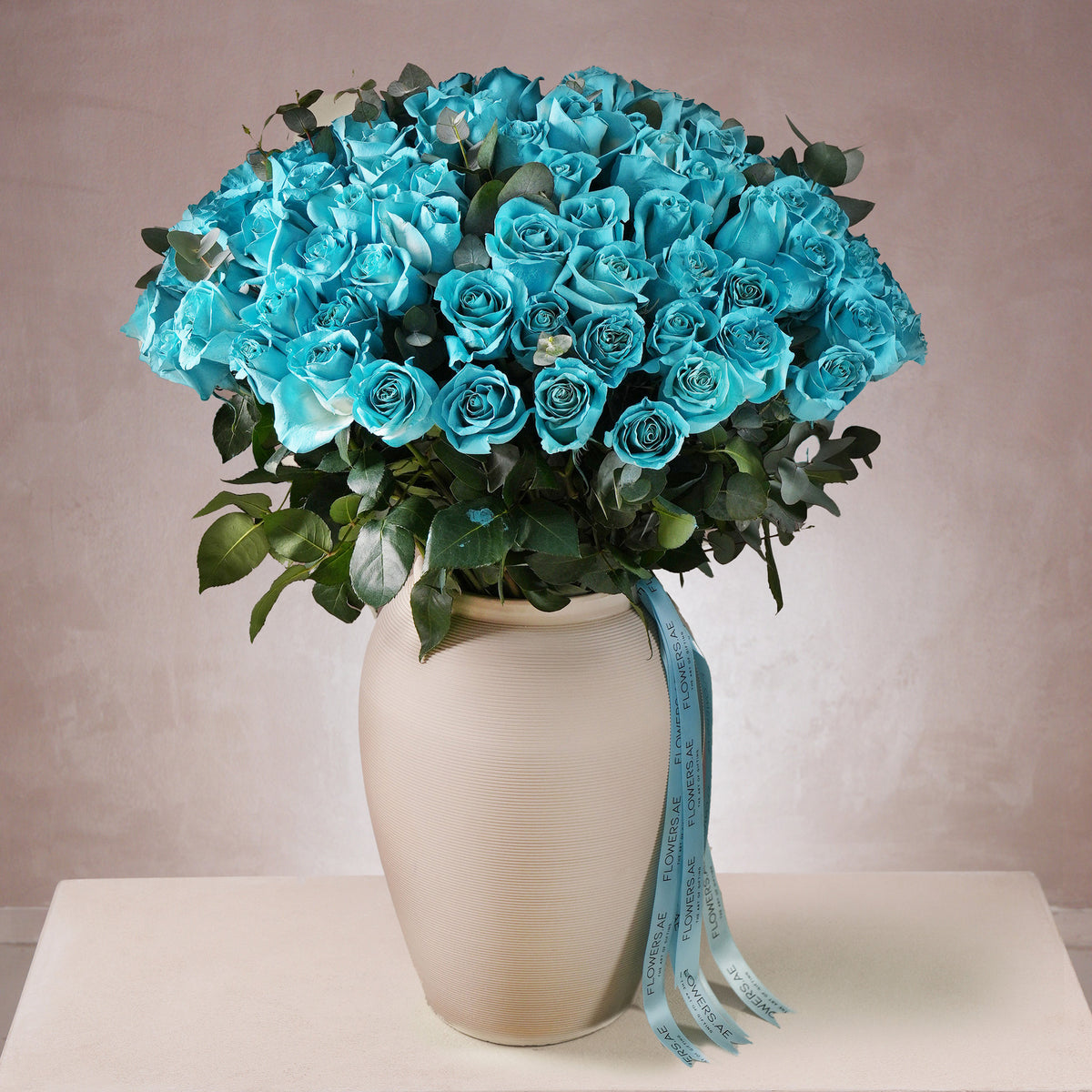 100 Tiffany Blue Roses  Vase