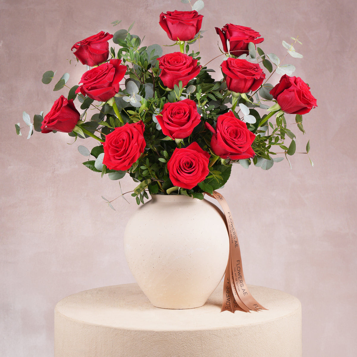 12 Red Roses Vase