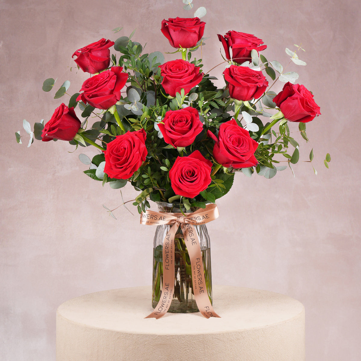 12 Red Roses Vase