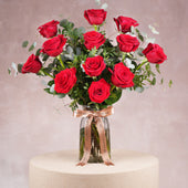 12 Red Roses  Vase