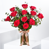 12 Red Roses Vase