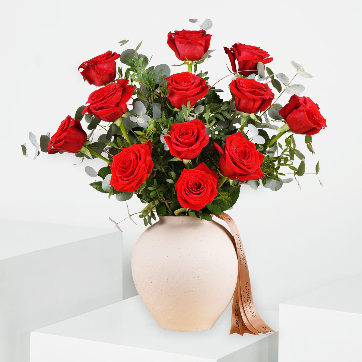 12 Red Roses Vase