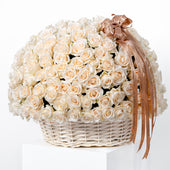 200 White Roses Basket