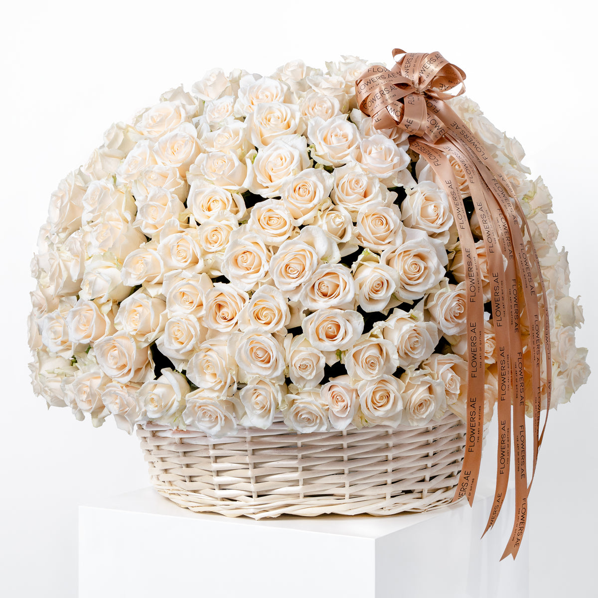 365 White Roses Basket