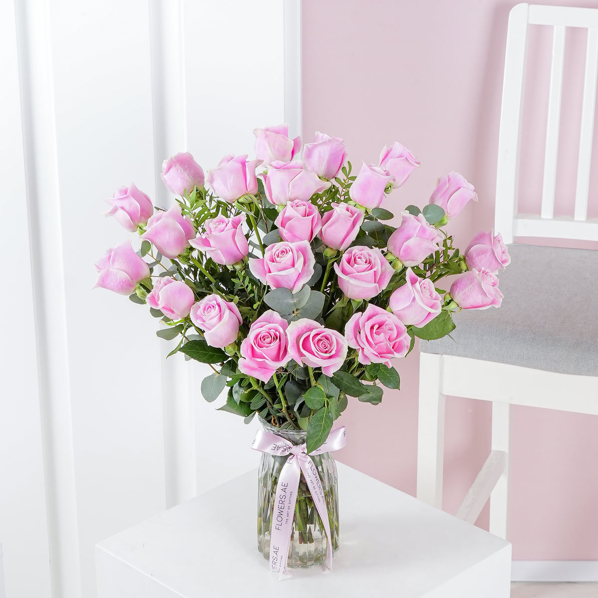 25 Pink Roses  Vase
