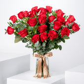 25 Red Roses Vase