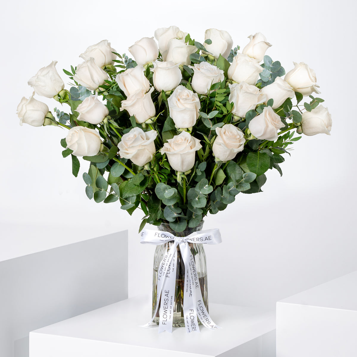 Valentine 25 White Roses  Vase