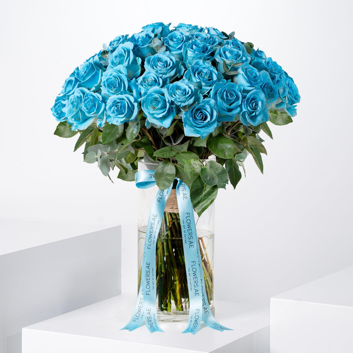 50 Tiffany Blue Roses  Vase