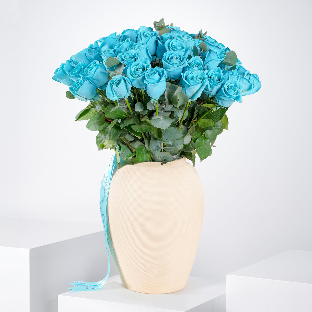 50 Tiffany Blue Roses  Vase