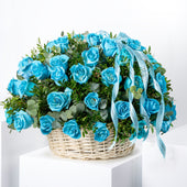 50 Tiffany Blue Roses Basket