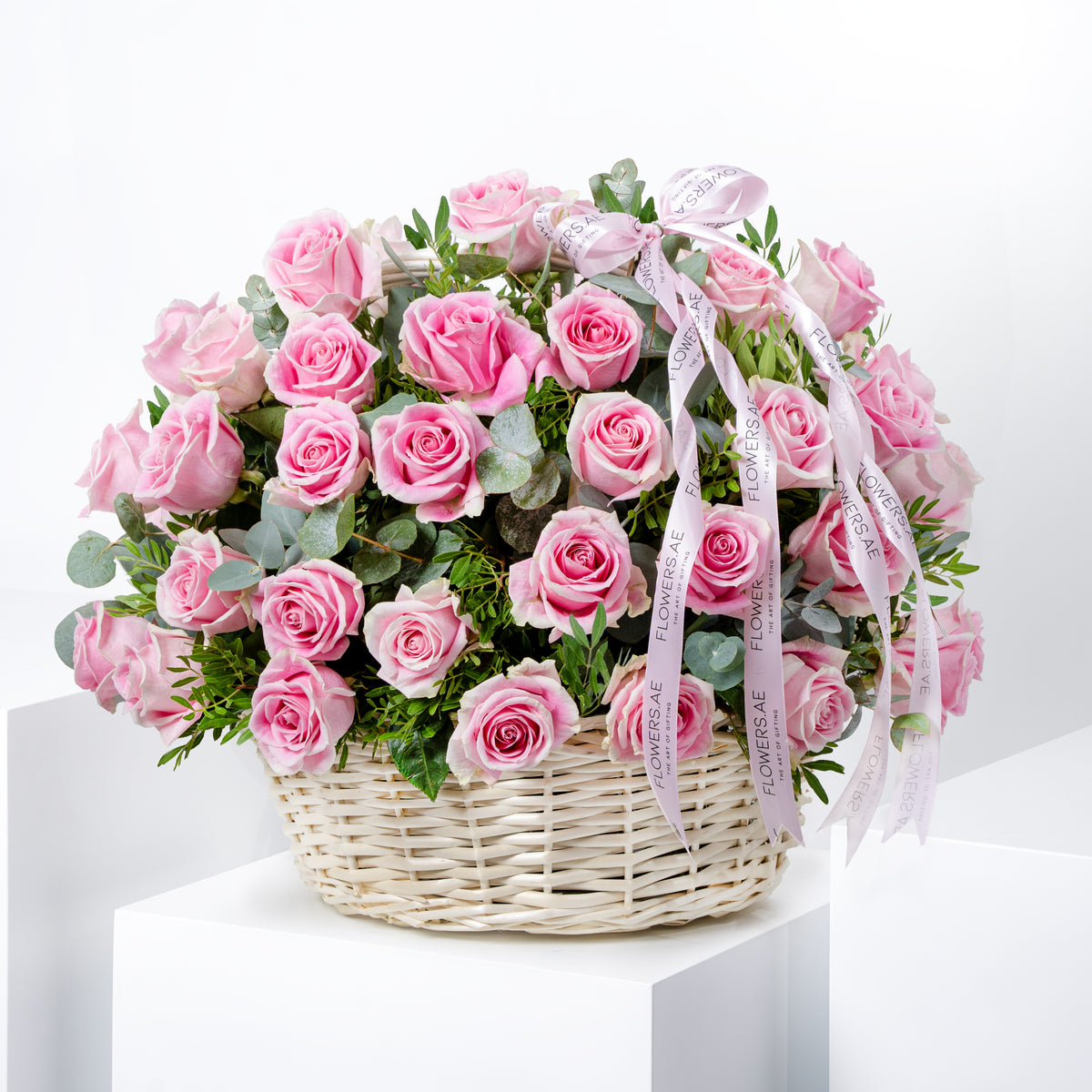 100 Pink Roses Basket