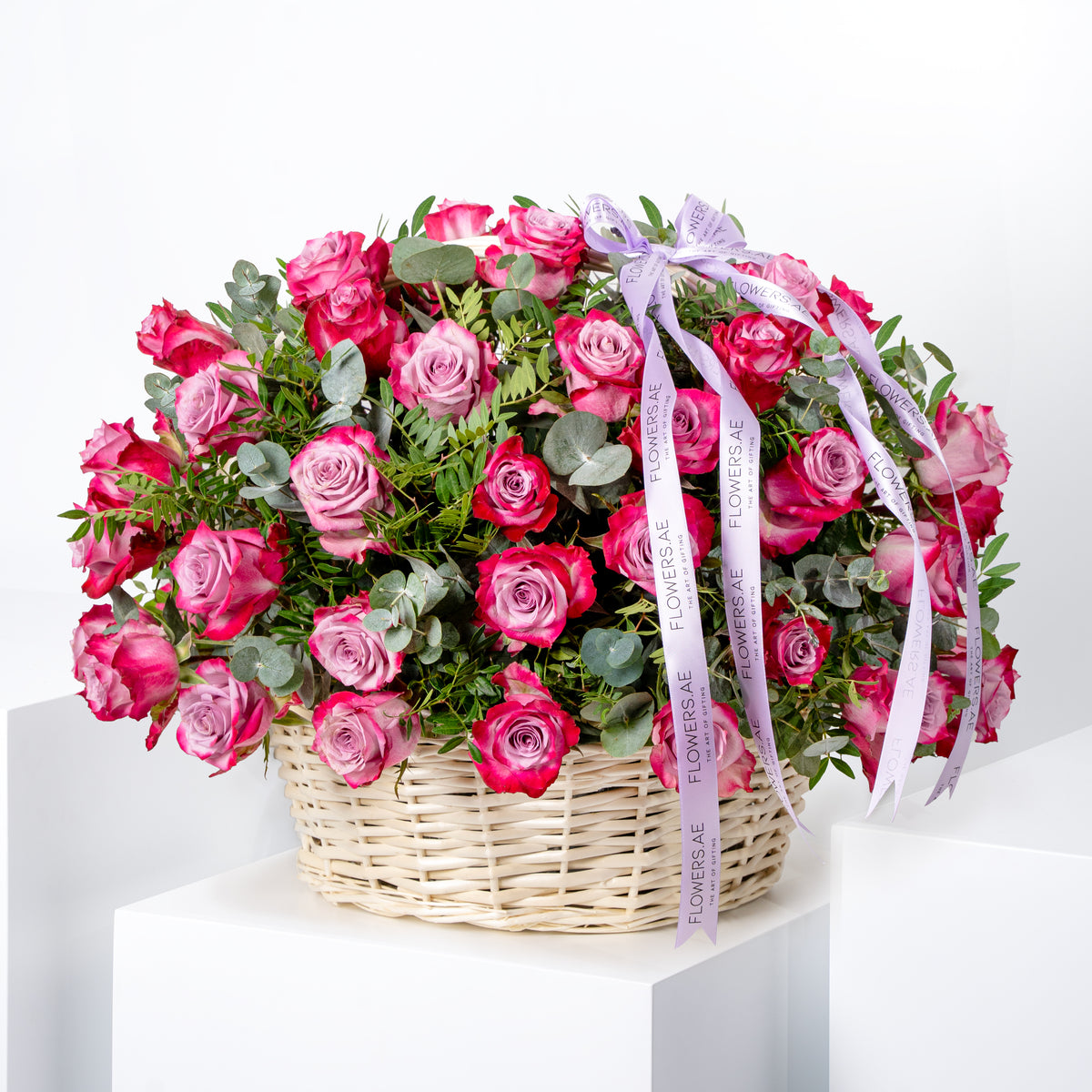 100 Purple Roses Basket