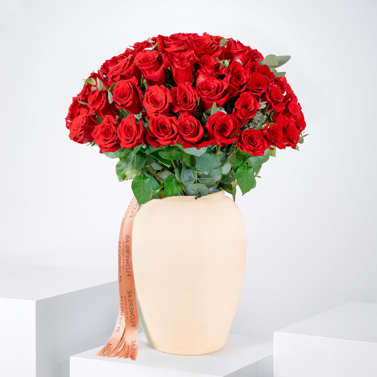 50 Red Roses Vase