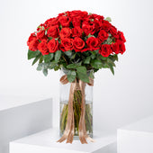 Anniversary 50 Red Roses  Vase