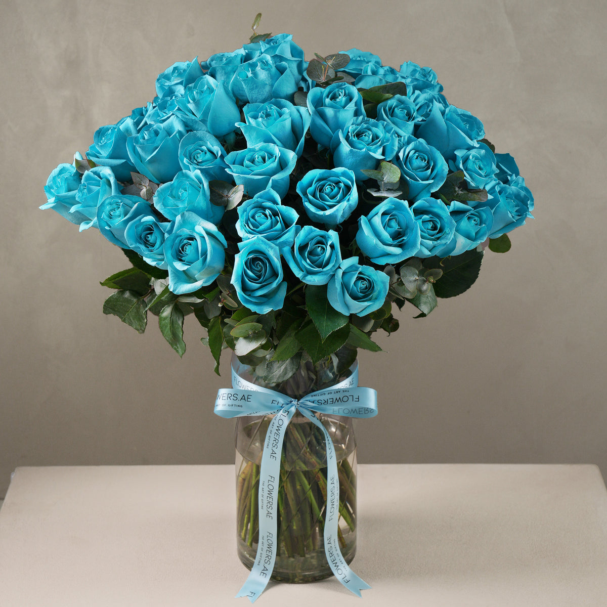 50 Tiffany Blue Roses - Vase