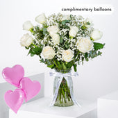 Perfect White Glass Vase (Complimentary balloons)