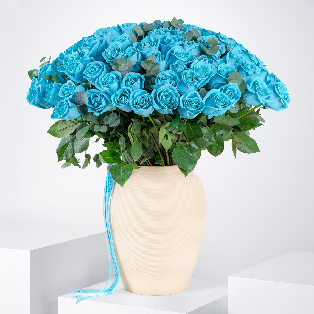 100 Tiffany Blue Roses  Vase