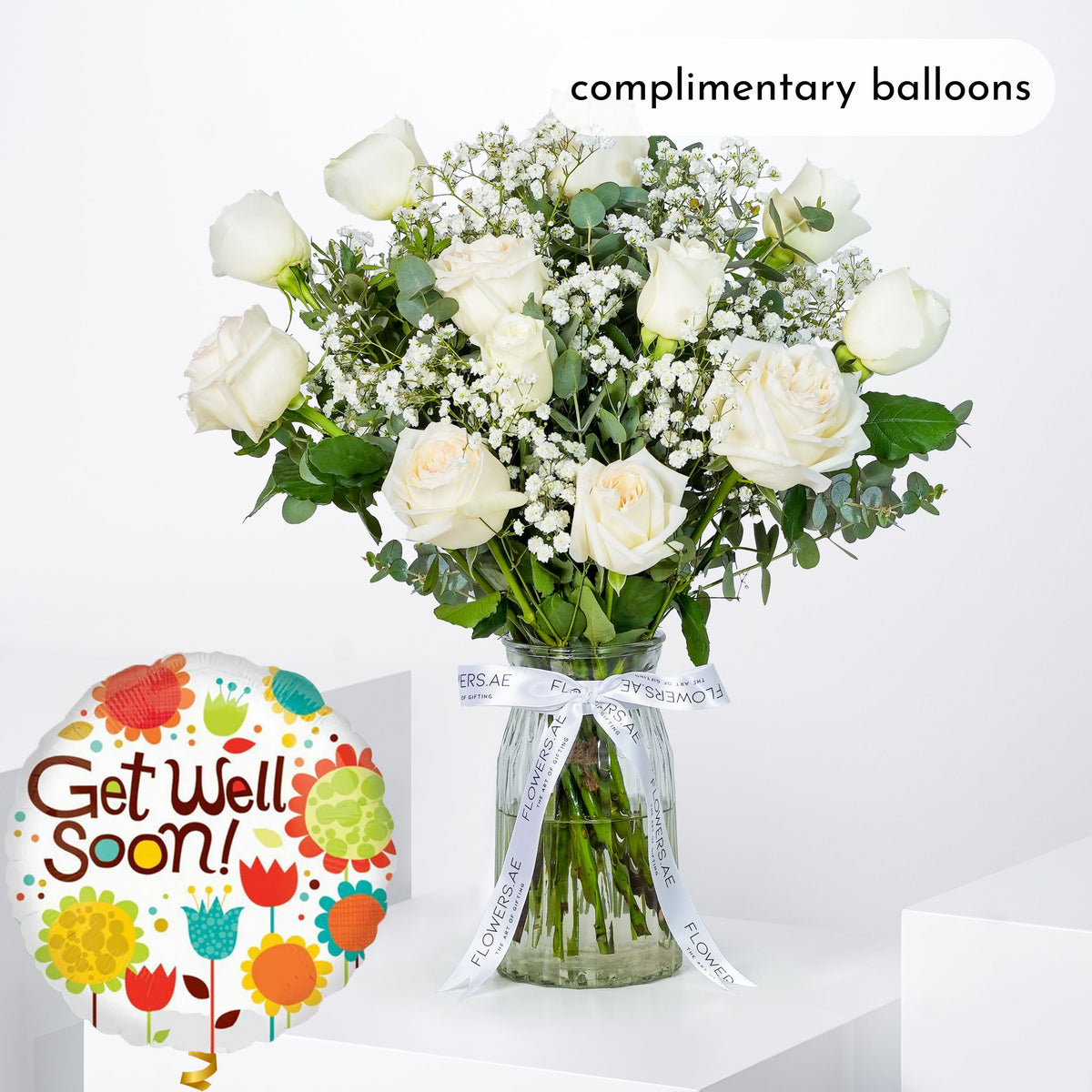 Get Well Perfect White Glass Vase