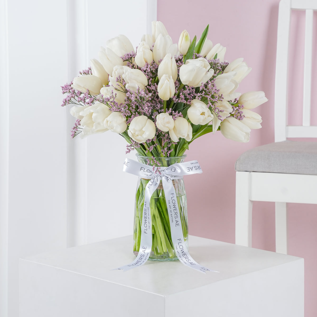 Luxury White Tulips - Vase