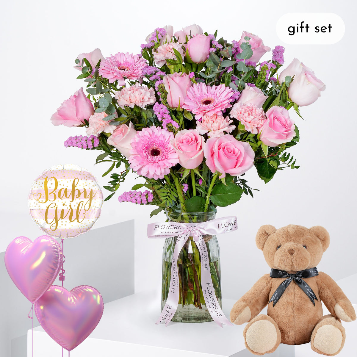 Baby Pink Perfection Glass Vase - (Gift Set)