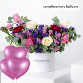 Petite Lavender Floral Hatbox - (Complimentary balloons)