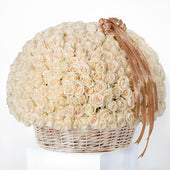 365 White Roses Basket