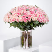 200 Pink Roses  Vase