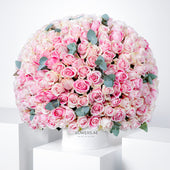 Anniversary 365 Pink Roses Hatbox