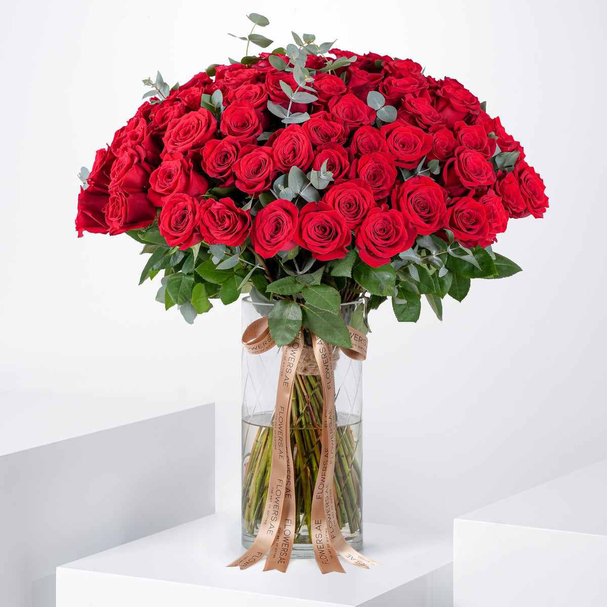 Anniversary 100 Red Roses  Vase