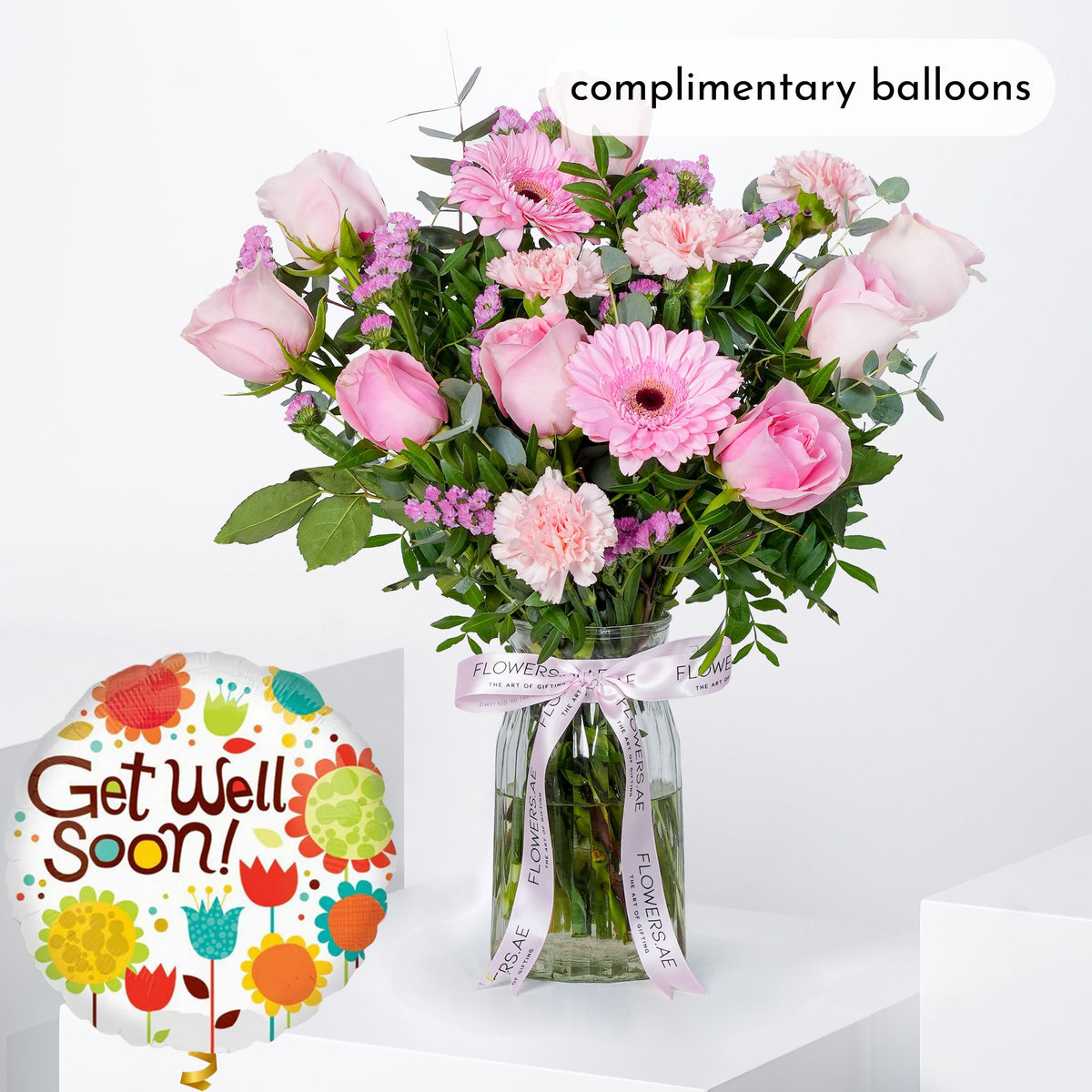 Get Well Pink Perfection Glass Vase