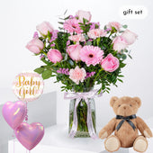 Baby Pink Perfection Glass Vase - (Gift Set)