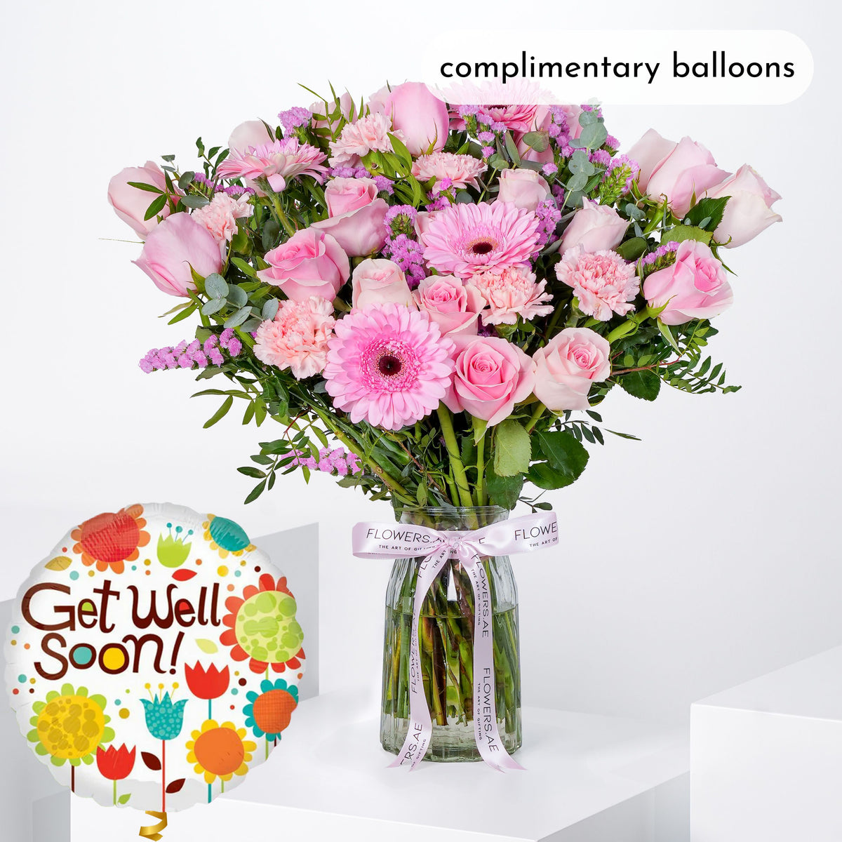 Get Well Pink Perfection Glass Vase