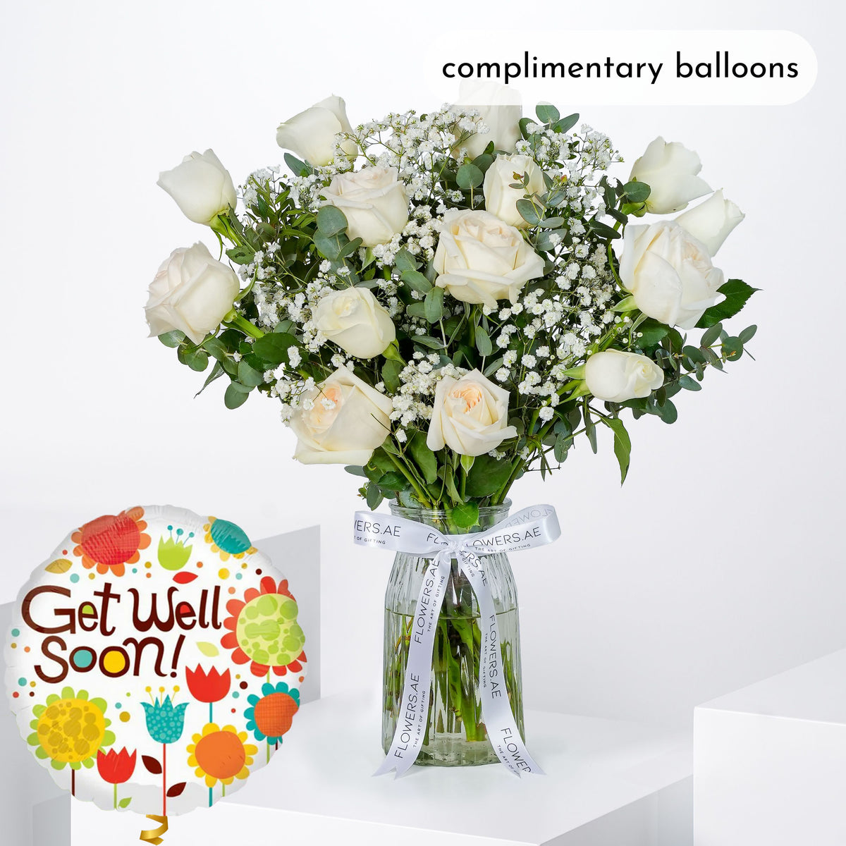 Get Well Perfect White Glass Vase